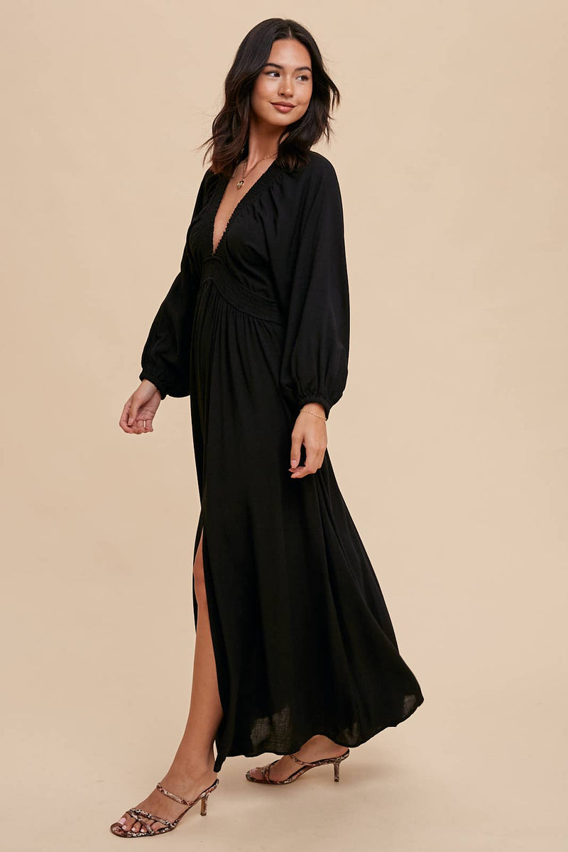 open lace back dress PLUNGE V NECK MAXI DRESS – EHA Culture