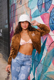 High Society Corduroy Bomber Jacket in Chocolate
