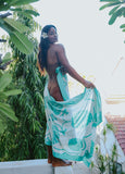 Jungle Vibes Monstera print Pareo in Sea Foam
