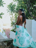 Jungle Vibes Monstera print Pareo in Sea Foam