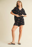 IST5538-A FLOWER EMBROIDERED SHIRT AND SHORTS SET