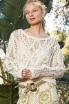 Round neck long sleeve crochet top