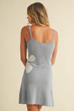 ID9295 SLEEVELESS KNIT MINI DREE WITH FLOWER ON THE SIDE