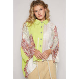 Oversize long sleeve crochet lace contrast top SALE