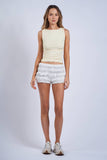 SOLID COLOR BOAT NECK BODY-CONSCIOUS FIT PLAIN TOP