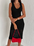 Women's Hallow Knit Midi Casual Dress Knit Dress Open Knit