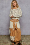Round neck long sleeve crochet top