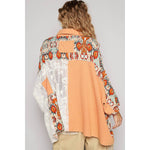 Oversize long sleeve crochet lace contrast top SALE