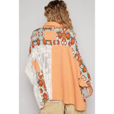 Oversize long sleeve crochet lace contrast top SALE