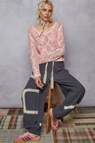Round neck long sleeve crochet top