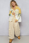 Balloon sleeve double gauze floral shirts
