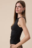 SOLID COLOR BOAT NECK BODY-CONSCIOUS FIT PLAIN TOP