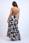 FLORAL DOT PRINT OPEN BACK TIE TUBE MAXI DRESS