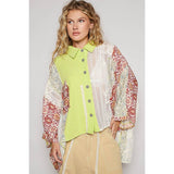 Oversize long sleeve crochet lace contrast top SALE