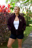 High Society Corduroy Bomber Jacket in Java Plum