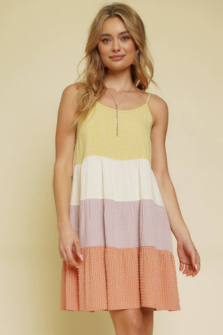 20338 Color Block Babydoll Dress