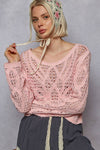 Round neck long sleeve crochet top