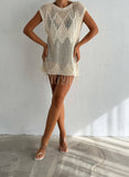 Women's Crochet Knit Vest Hallow Knit Fringed Turkish Cotton