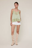 SEE-THROUGH FLORAL EMBROIDERED LACE CAMI TOP