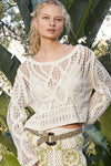 Round neck long sleeve crochet top