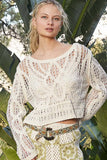 Round neck long sleeve crochet top