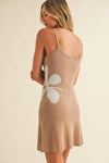 ID9295 SLEEVELESS KNIT MINI DREE WITH FLOWER ON THE SIDE