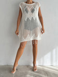 Women's Crochet Knit Vest Hallow Knit Fringed Turkish Cotton