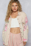Long sleeve crochet woven twill jacket