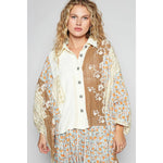 Oversize long sleeve crochet lace contrast top SALE