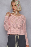Round neck long sleeve crochet top