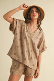 IST5538-A FLOWER EMBROIDERED SHIRT AND SHORTS SET