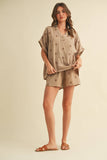 IST5538-A FLOWER EMBROIDERED SHIRT AND SHORTS SET