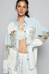 Balloon sleeve double gauze floral shirts
