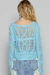 Round neck long sleeve crochet top