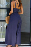 One Shoulder Solid Color Wide Leg Jumpsuits