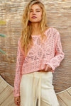 Round neck long sleeve crochet top