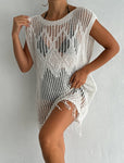 Women's Crochet Knit Vest Hallow Knit Fringed Turkish Cotton