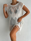 Women's Crochet Knit Vest Hallow Knit Fringed Turkish Cotton
