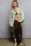 Long sleeve crochet woven twill jacket
