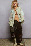Long sleeve crochet woven twill jacket