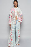 Balloon sleeve double gauze floral shirts