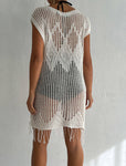 Women's Crochet Knit Vest Hallow Knit Fringed Turkish Cotton