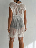 Women's Crochet Knit Vest Hallow Knit Fringed Turkish Cotton