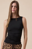 SOLID COLOR BOAT NECK BODY-CONSCIOUS FIT PLAIN TOP