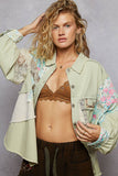 Long sleeve crochet woven twill jacket