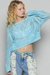 Round neck long sleeve crochet top