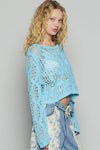 Round neck long sleeve crochet top