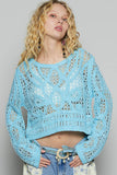 Round neck long sleeve crochet top