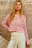 Round neck long sleeve crochet top