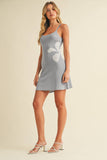 ID9295 SLEEVELESS KNIT MINI DREE WITH FLOWER ON THE SIDE